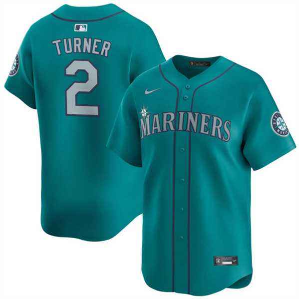 Men%27s Seattle Mariners #2 Justin Turner Aqua Alternate Limited Stitched jersey Dzhi->seattle mariners->MLB Jersey